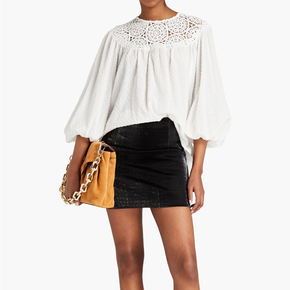 Maje Lepere White Blouse with Balloon Sleeves